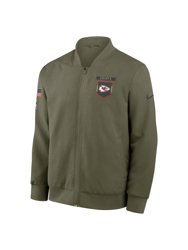 Mens Nike Olive Kansas City Chiefs 2025 Salute to Service Sideline Full Zip Bomber Jacket Olive