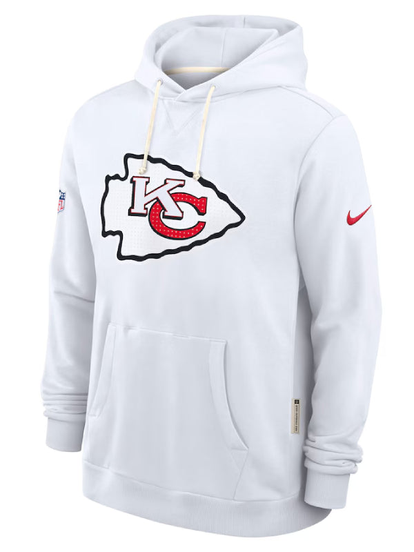 Mens Nike White Kansas City Chiefs Sideline Standard Issue Initial Home Dri FIT Hoodie