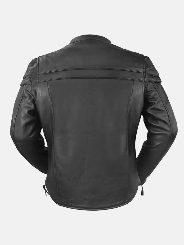 Mens Rider Black Leather Jacket Back