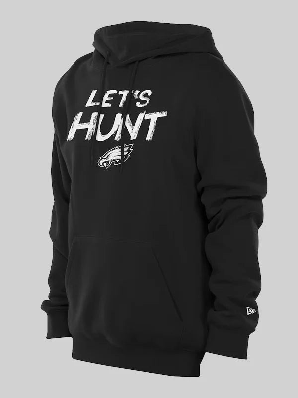 Mens New Era Black Philadelphia Eagles Lets Hunt Fleece Pullover Hoodie