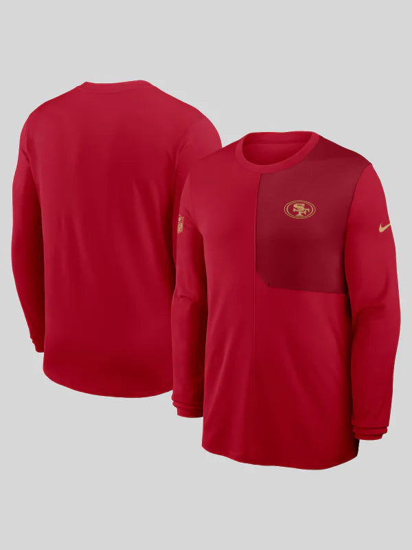 Mens Nike Scarlet San Francisco 49ersSideline Coach UV Dri-FIT Long Sleeve Shirt