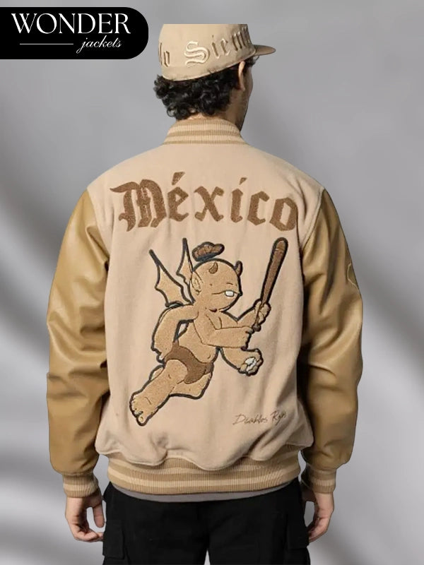 México X Roji LMB Varsity Camel Jacket