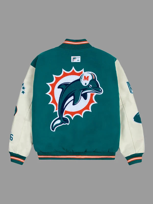 Miami Dolphins GOLF WANG Aqua Varsity Letterman Jacket