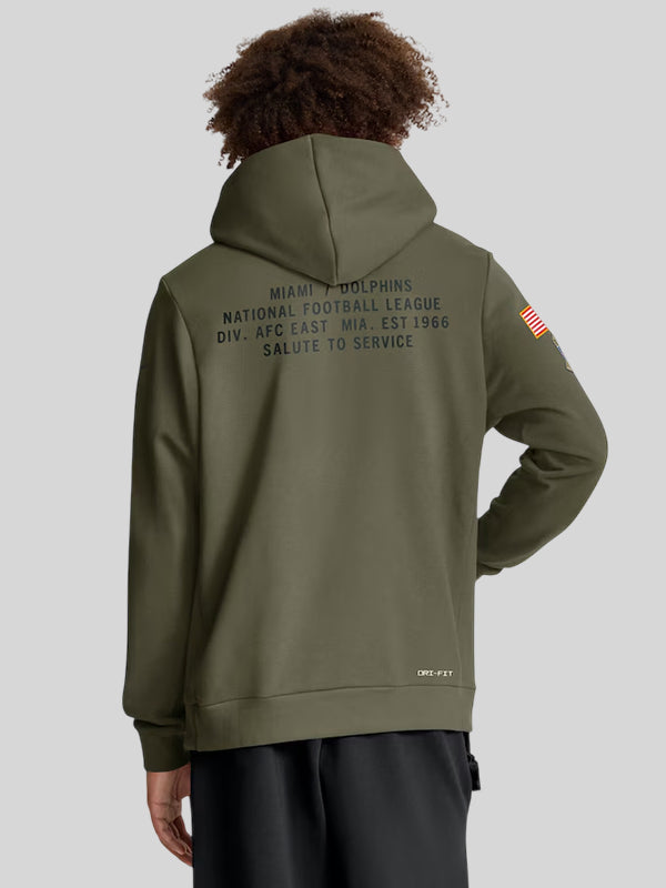 Miami Dolphins Nike Dri Fit Hoodie Salute to Service 2025