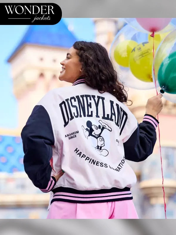 Mickey Mouse Pink Disneyland Varsity Jacket For Women