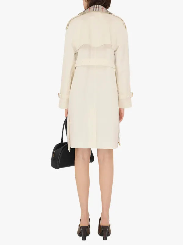 Mid-length Check Collar Castleford Trench Coat In Cotton 