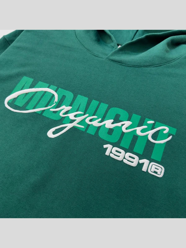 Midnight Organic Green Puff Print Hoodie