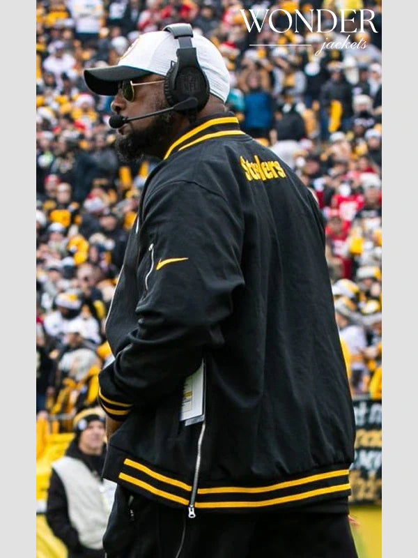 Mike Tomlin Steelers Black Bomber Jacket