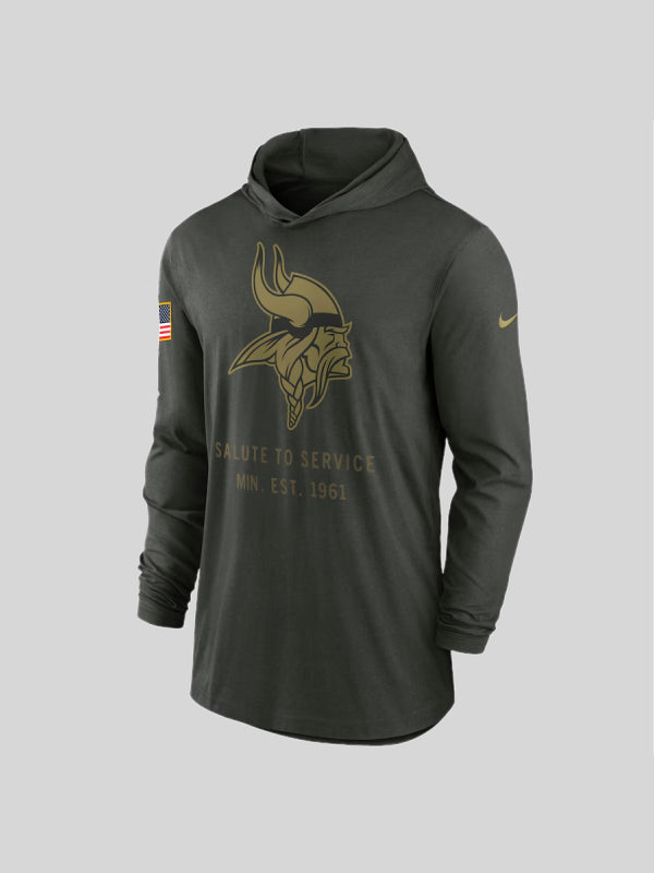 Minnesota Vikings Nike Salute to Service Hooded Long Sleeve T-shirt 2025

