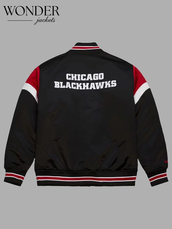 Mitchell & Ness Chicago Blackhawks Black Satin Jacket