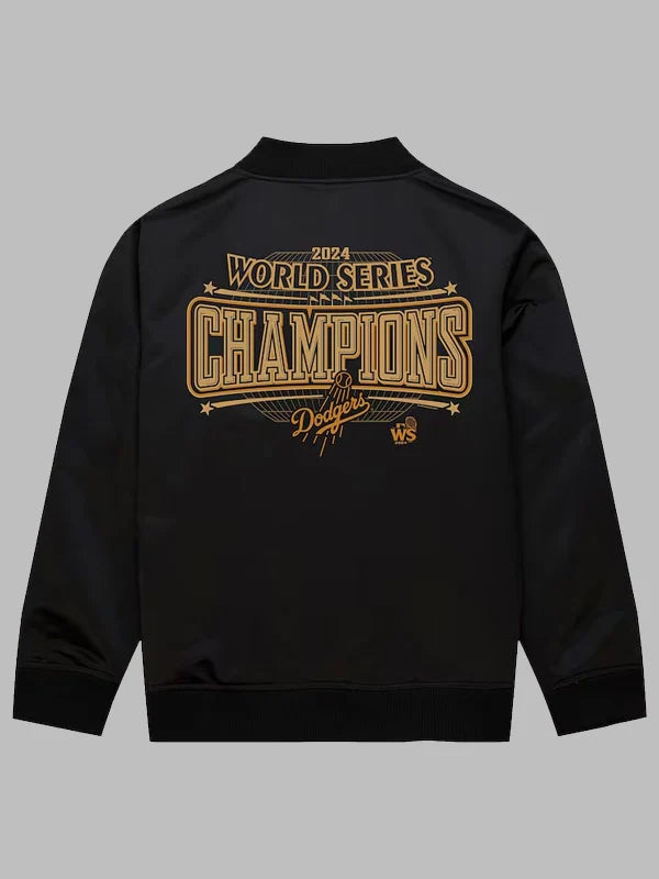 Mitchell & Ness Dodgers 2024 World Series Champions Black Bomber Jacket