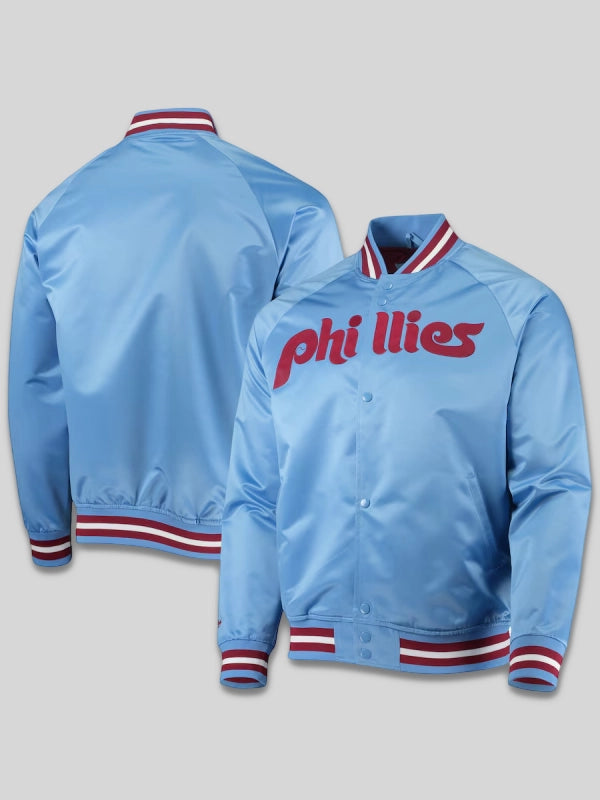 Mitchell & Ness Philadelphia Phillies Satin Raglan Jacket Blue