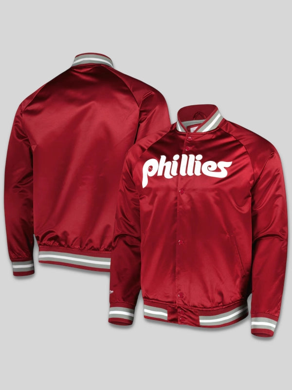 Mitchell & Ness Philadelphia Phillies Satin Raglan Jacket Red