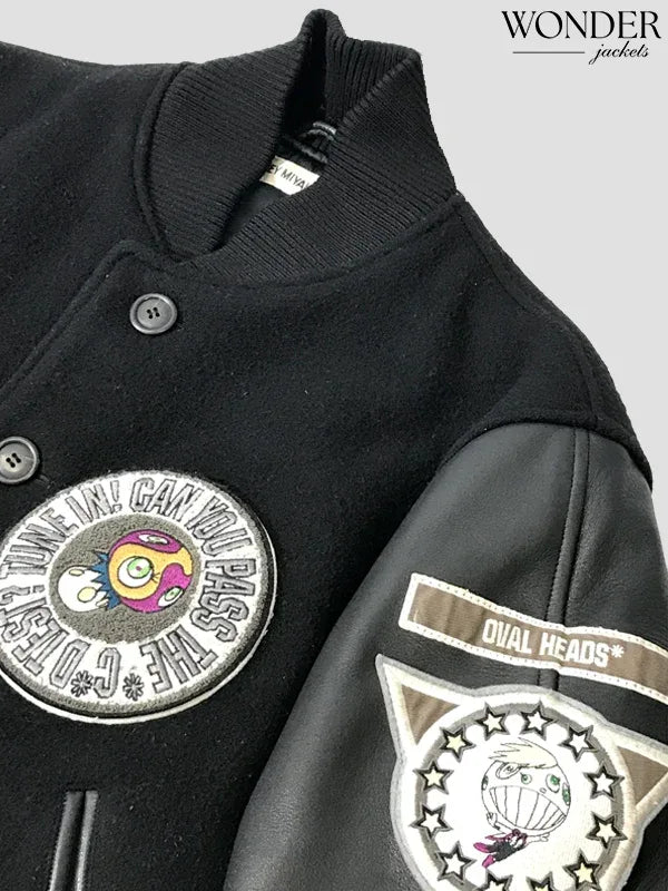 Murakami Takashi x ISSEY MIYAKE Black Varsity Jacket