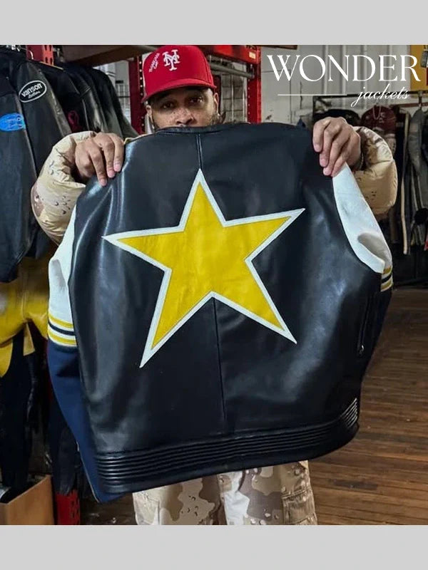 Mustard Vanson Leather Jacket Super Bowl