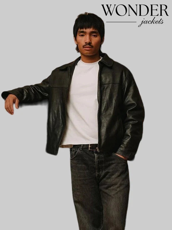 Mutimer Black Leather Jacket Front