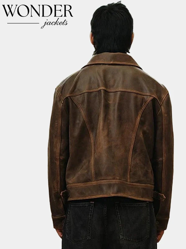 Mutimer Brown Leather Jacket For Sale