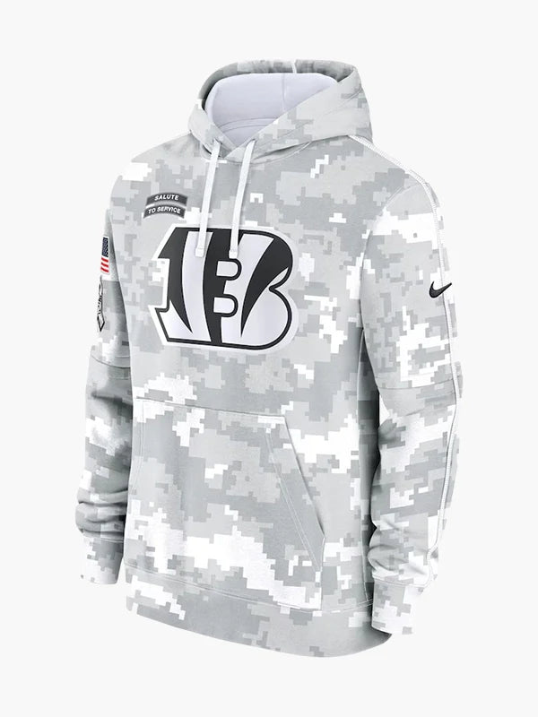 NFL 2024 Cincinnati Bengals Arctic Camo Salute to Service Hoodie