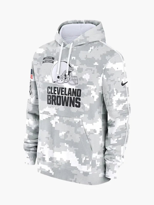 NFL 2024 Cleveland Browns Arctic Camo Salute to Service Hoodie