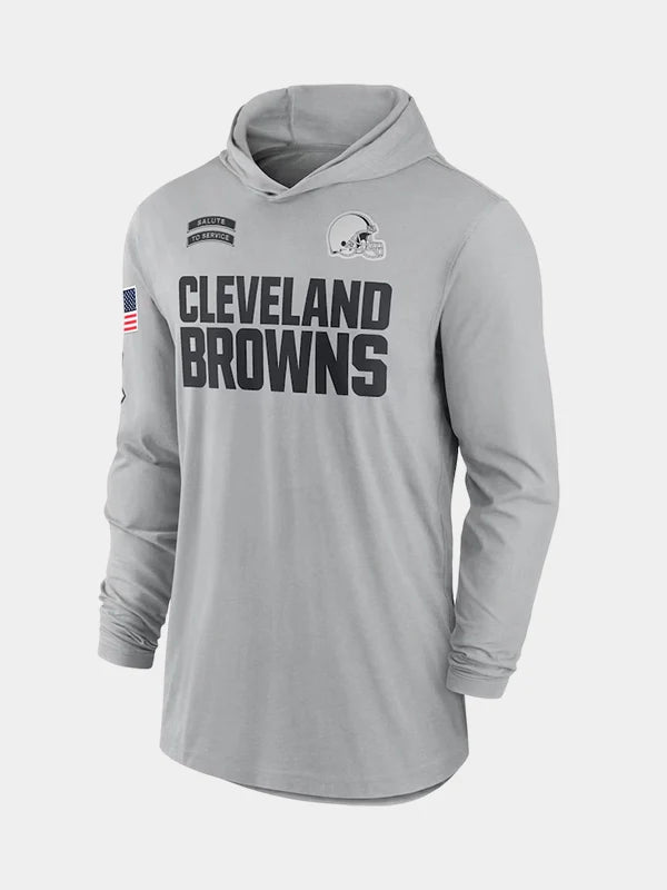 NFL 2024 Cleveland Browns Salute to Service Long Sleeve Hooded T-Shirt