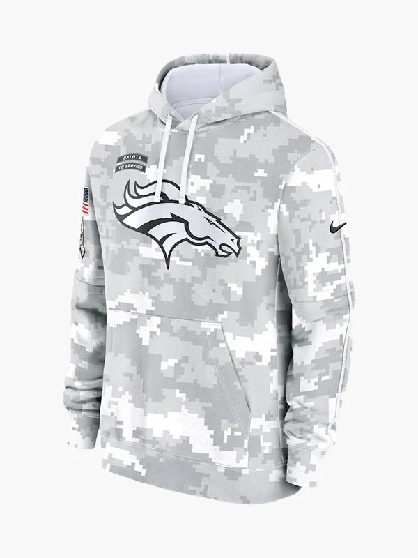 NFL 2024 Denver Broncos Arctic Camo Salute to Service Hoodie