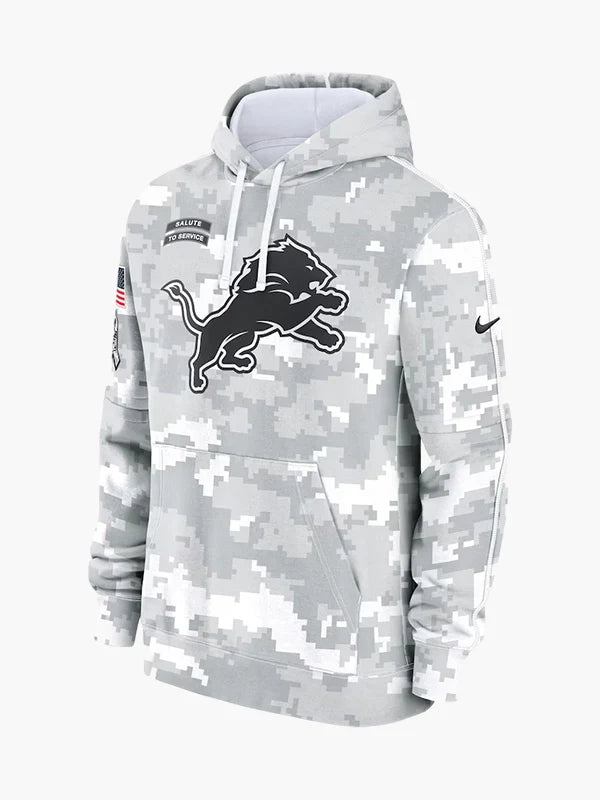 NFL 2024 Detroit Lions Arctic Camo Salute to Service Hoodie
