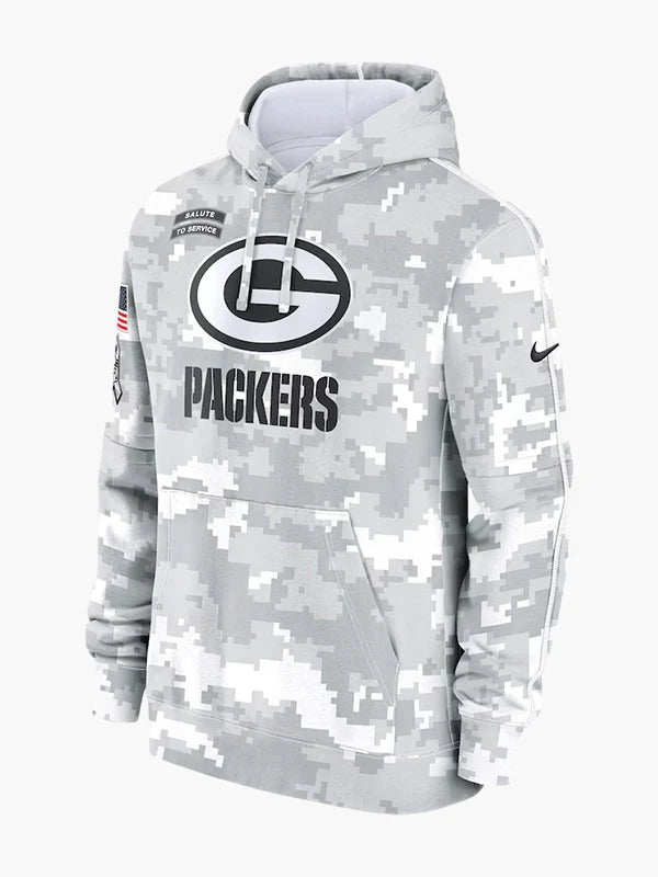 NFL 2024 Green Bay Packers Arctic Camo Salute to Service Hoodie