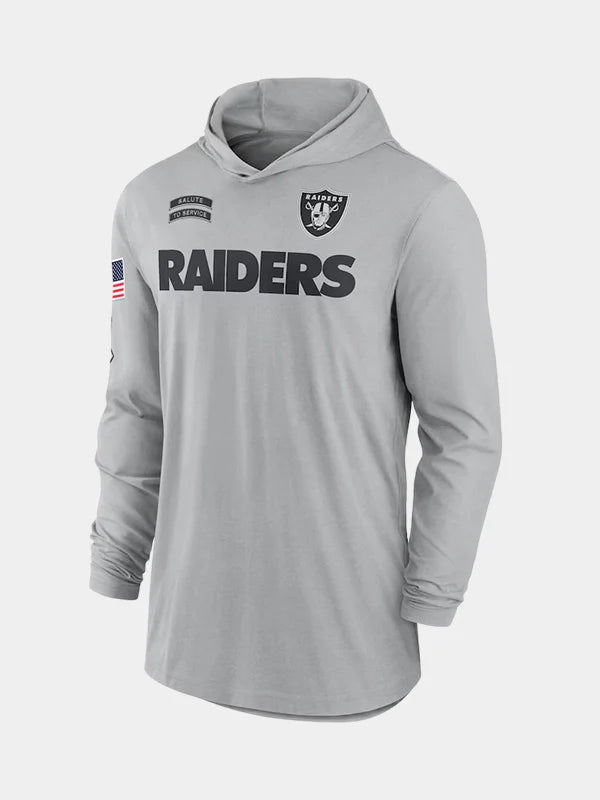 NFL 2024 Las Vegas Raiders Salute to Service Long Sleeve Hooded T-Shirt