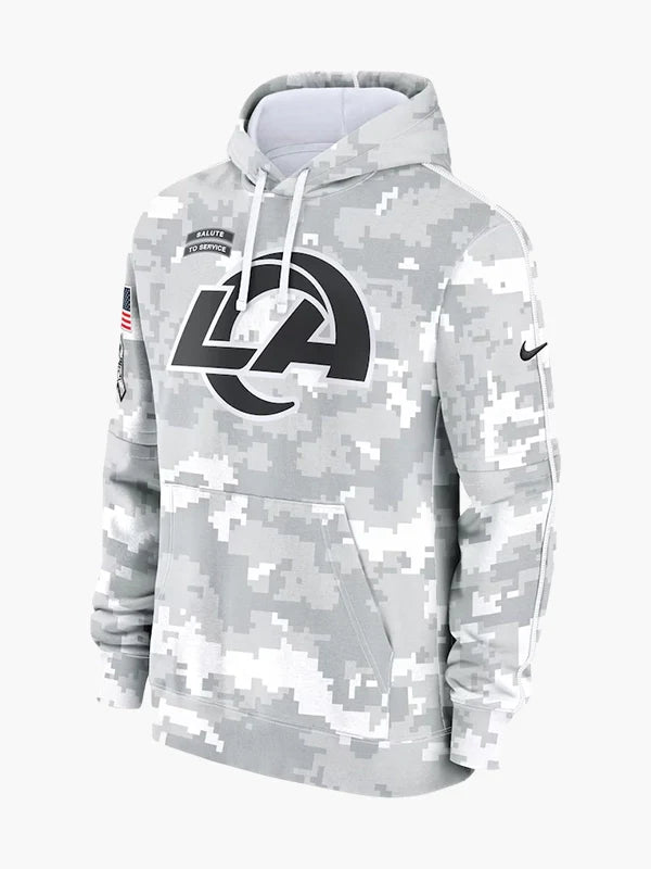 NFL 2024 Los Angeles Rams Arctic Camo Salute to Service Hoodie