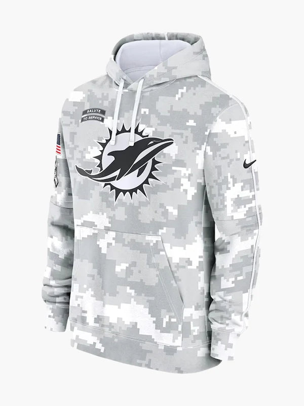 NFL 2024 Miami Dolphins Arctic Camo Salute to Service Hoodie