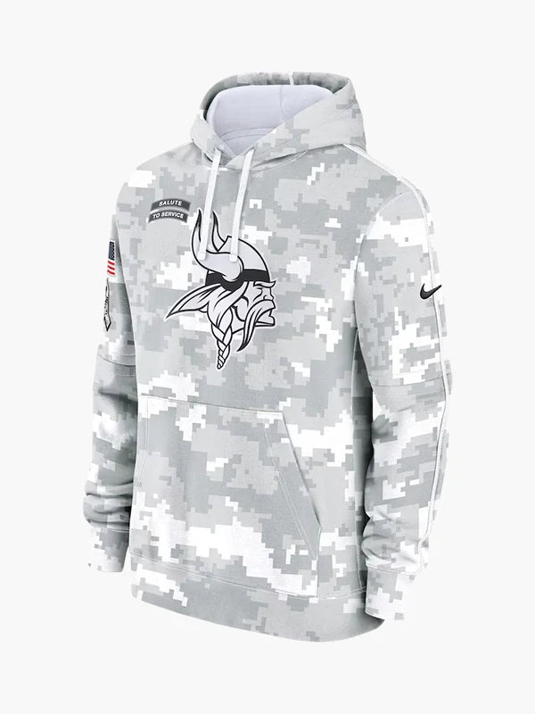 NFL 2024 Minnesota Vikings Arctic Camo Salute to Service Hoodie