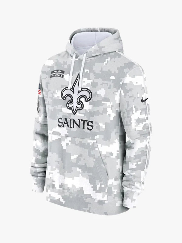 NFL 2024 New Orleans Saints Arctic Camo Salute to Service Hoodie