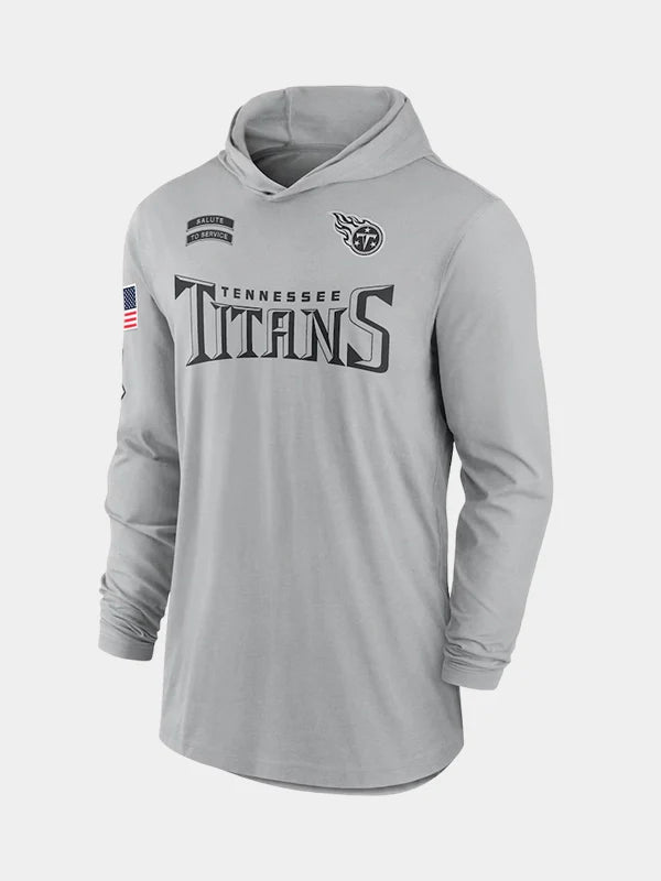 NFL 2024 Tennessee Titans Salute to Service Long Sleeve Hooded T-Grey Shirt