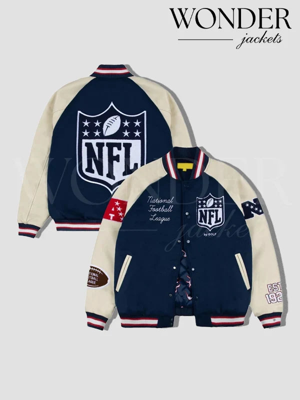 NFL GOLF WANG Letterman Full-Snap Jacket Blue