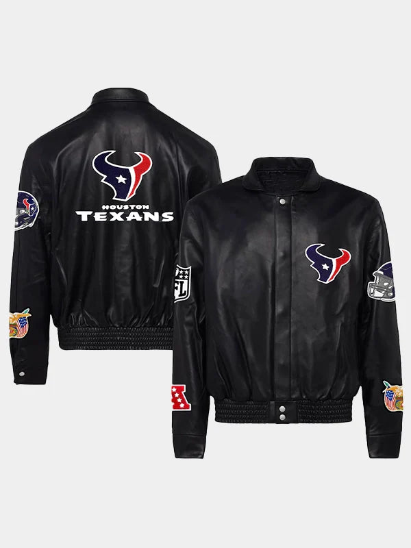 NFL Houston Texans Black Leather Jacket