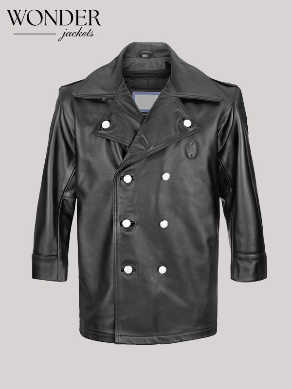 NYPD Cowhide Leather Long Jacket