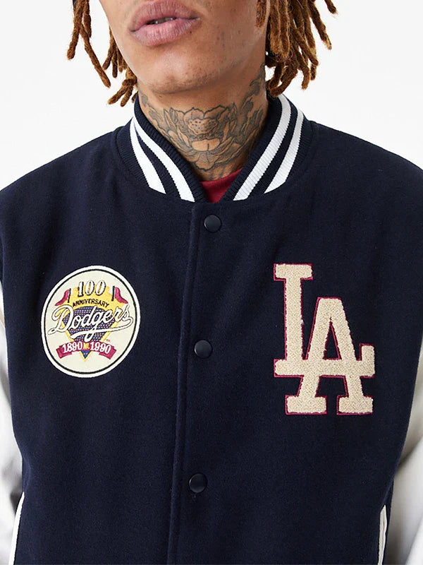 Navy Blue Dodgers Varsity Jacket Los Angeles