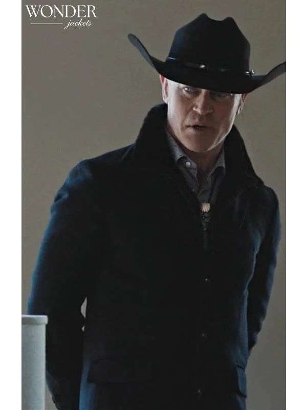 Neal McDonough Black Midlength Coat