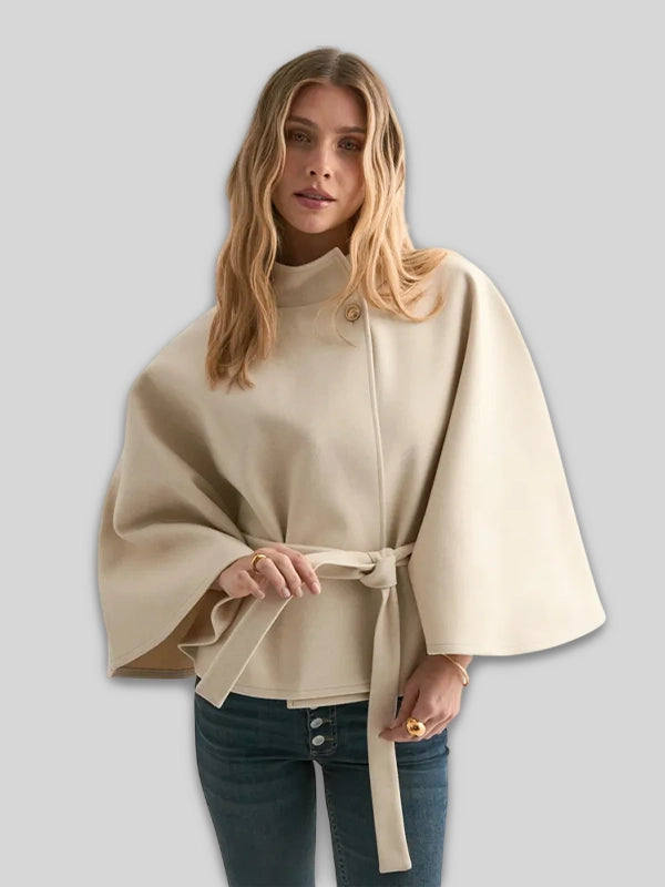 Nelly Fancy Poncho Beige Jacket