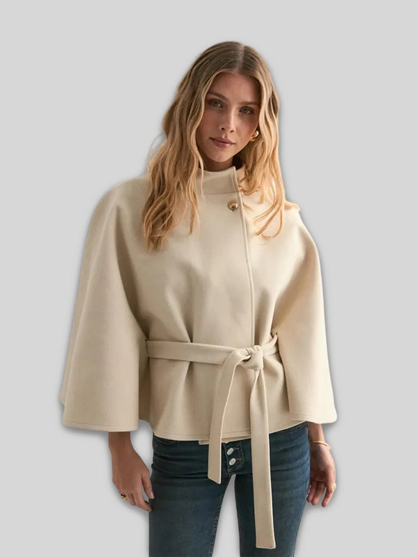 Nelly Fancy Poncho Jacket With Belted