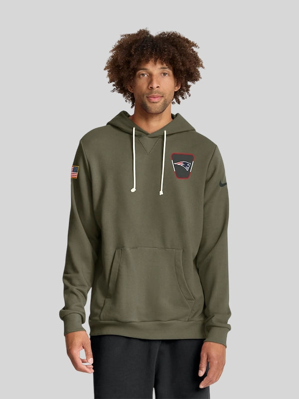 New England Patriots Nike 2025 Salute to Service Sideline Hoodie Olive