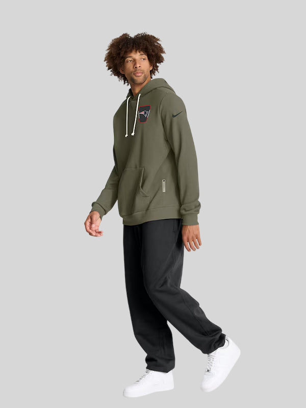 New England Patriots Nike 2025 Salute to Service Sideline Standard Issue Dri FIT Hoodie Olive