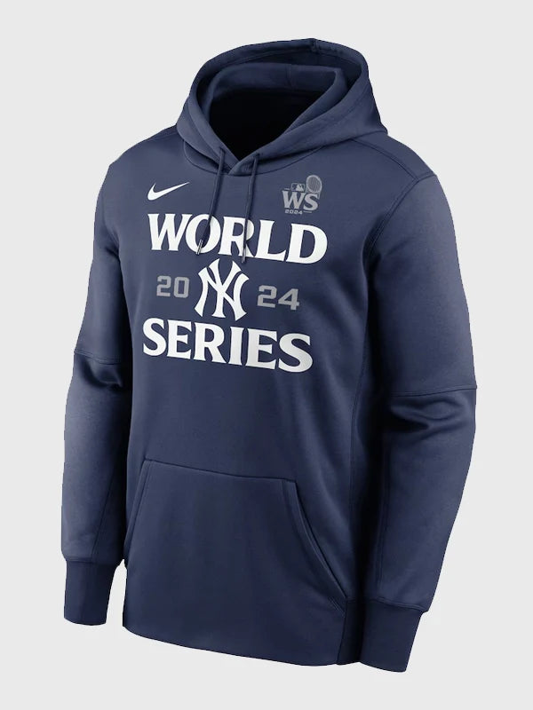 New York Yankees Nike Navy 2024 World Series Authentic Collection Therma Pullover Hoodie