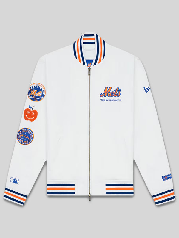 New York or Nowhere Nyon x Mets Motto Varsity Jacket