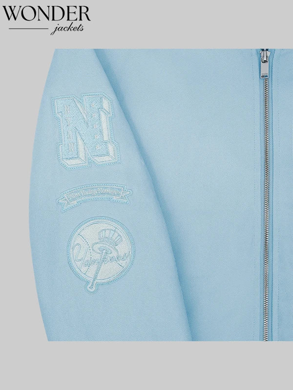 New York or Nowhere x NY Yankees Pastime Varsity Jacket Light Blue