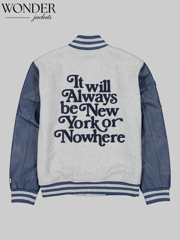 New York or Nowhere x New York Yankees Grey Varsity Jacket