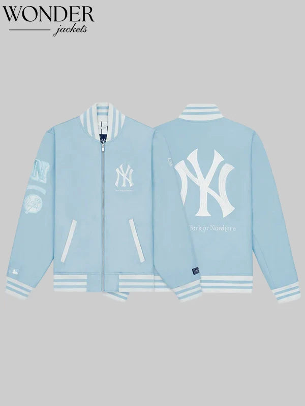 New York or Nowhere x New York Yankees Pastime Varsity Jacket Blue