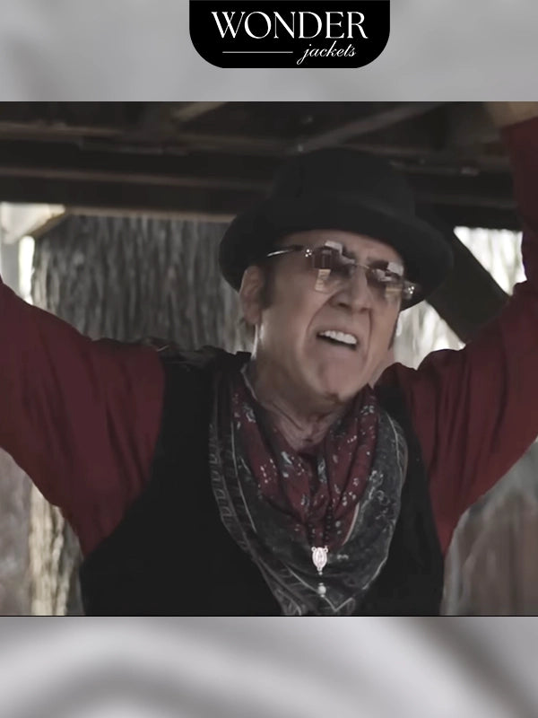 Nicolas Cage Black Leather Vest in Gunslingers