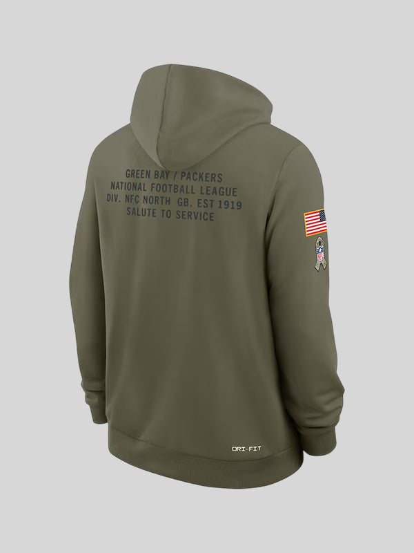 Nike 2025 Salute to Service Green Bay Packers Hoodie Olive