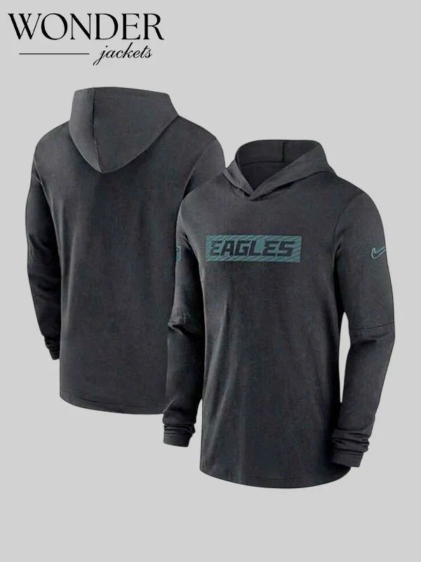 Nike Black Philadelphia Eagles Side line Hoodie Performance Long Sleeve T-Shirt